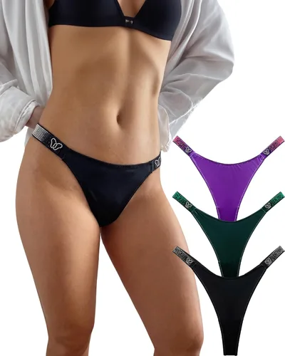 Vista 13 de Meshal Tanga sexy para mujer, bragas de algodón, con espalda en T, 5 unidades, hipster 1908-4pack