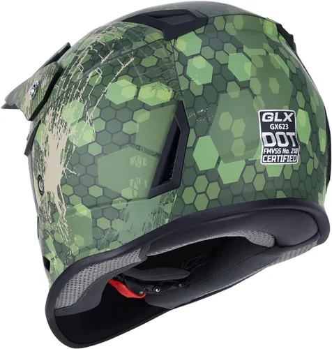 Vista 2 de GLX GX623 - Conjunto de casco para ATV/moto de tierra para jóvenes - Camuflaje, Pequeño - DOT