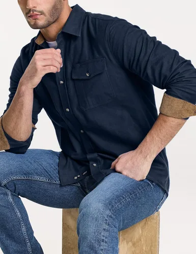 Vista 5 de CQR - Camisa de franela de algodón a cuadros con botones y manga larga para hombre, algodón cepillado suave, camisa de estilo informal