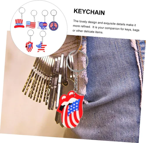 Vista 3 de CORHAD Bandera de Estados Unidos, 12 piezas, llavero para bolso, cartera, llavero, cartera, llavero, bolso, recuerdos, bandera de gel de sílice