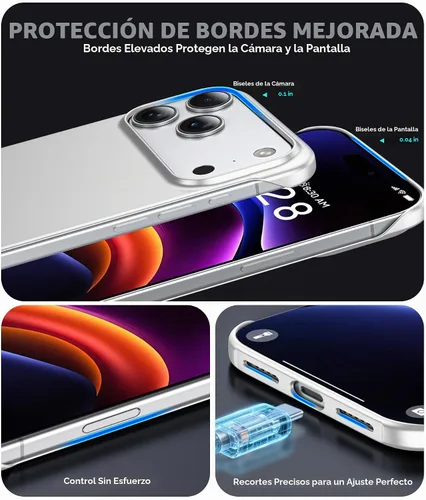 Vista 6 de GRECAZO Magnetic Frosted Frameless Case for iPhone 17 Pro Max, Silvery Tono plata