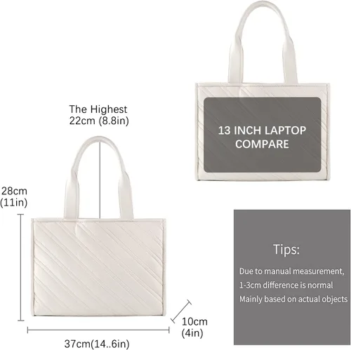 Vista 3 de LMKIDS Bolsa de mano acolchada para mujer, bolsa de hombro, asa superior, para trabajo, viajes
