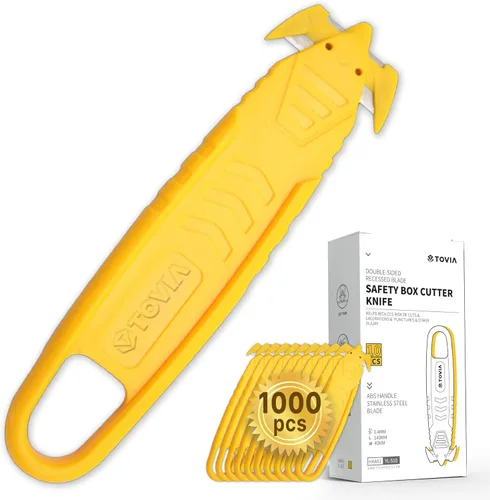 Vista 21 de T TOVIA Cuchillo Cortador de Cajas de Seguridad de Hoja de Acero Inoxidable Empotrada Oculta, Abridor de Paquetes Cortador de Plástico para Caja