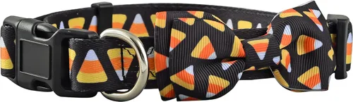 Vista 2 de Collar de perro de Halloween con corbatín, perros grandes, medianos y pequeños (S, maíz dulce de Halloween)