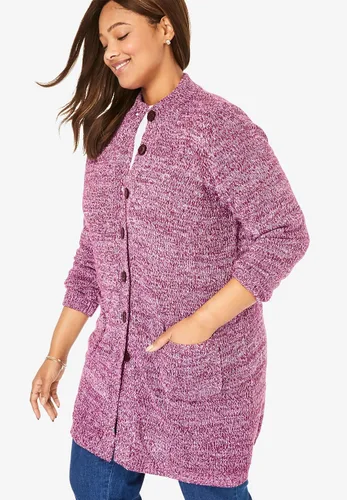 Vista 4 de Woman Within Chaqueta tipo suéter marled de talla grande para mujer