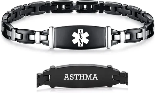 Vista 63 de LinnaLove Lady Medical Alert - Pulseras médicas de acero inoxidable para mujer, 7.5 pulgadas