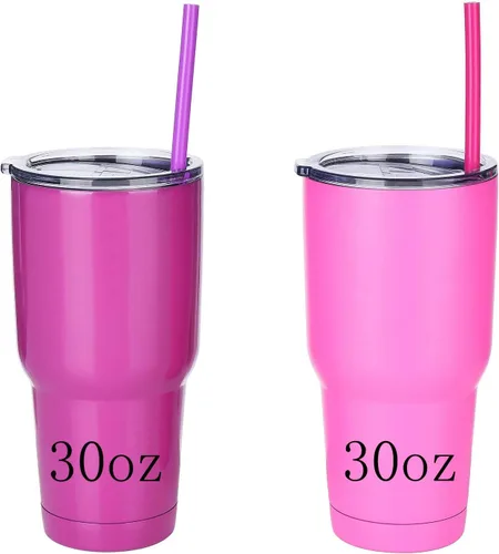 Vista 5 de ALINK 6 pajitas de silicona para batidos + 4 pajitas de té Boba de acero inoxidable de 0.472 in