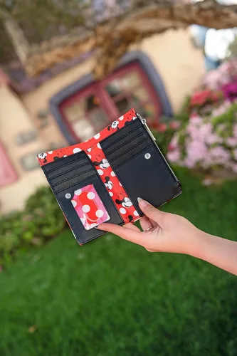 Vista 7 de Loungefly Cartera de Disney Minnie Mouse con lunares rojos con cremallera para mujer, Rojo -, Cartera con cremallera