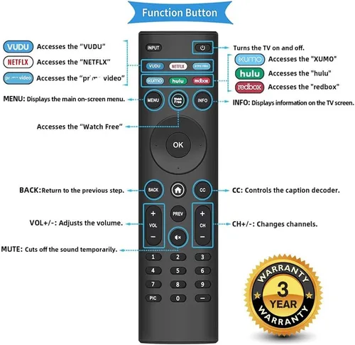 Vista 7 de Mando a distancia universal XRT140 compatible con todos los televisores inteligentes VIZIO para reemplazo remoto D, M, P, V, E, OLED Series XRT136