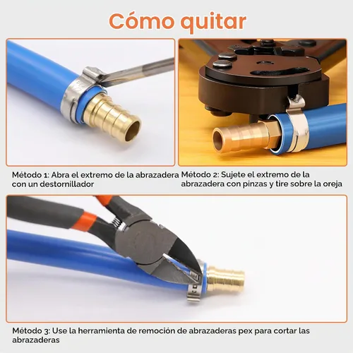 Vista 7 de 60 piezas de anillos de abrazaderas de cincha PEX de 1 pulgada, abrazaderas de manguera de una oreja de acero inoxidable 304, anillos de crimpado