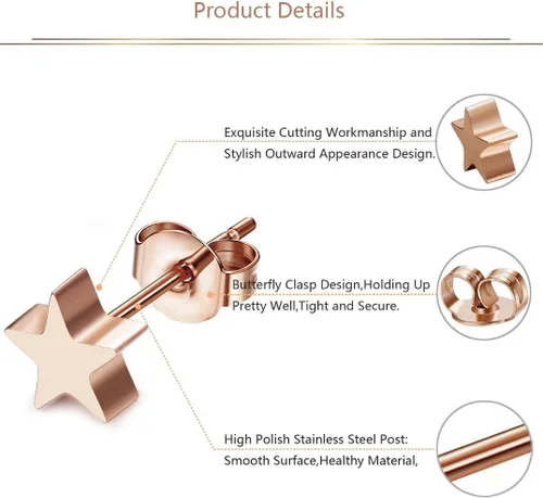 Vista 4 de JOERICA 4 pares de aretes de acero inoxidable con forma de corazón para mujeres y niñas, Acero inoxidable, circonita