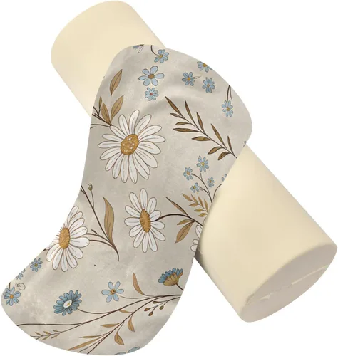 Vista 2 de Blue and White Flowers Cervical Roll Pillow, 17" Neck Support Bolster Pillow, Round Pillow for Sleeping Support and Pain Relief, with Removable