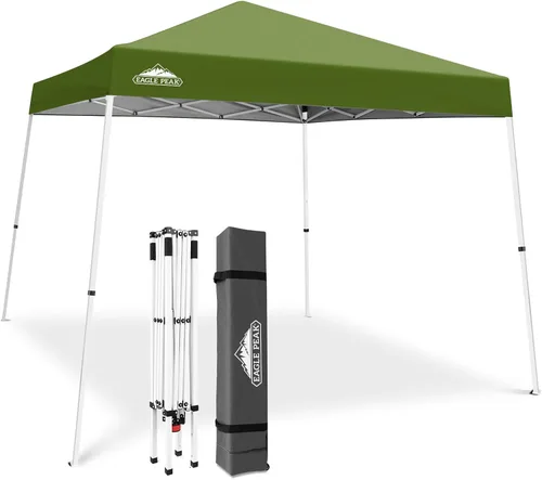 Vista 18 de Eagle Peak - Pérgola plegable (10.0 x 10.0 pies), patas inclinadas, de tela, para exteriores, fácil de montar, Negro