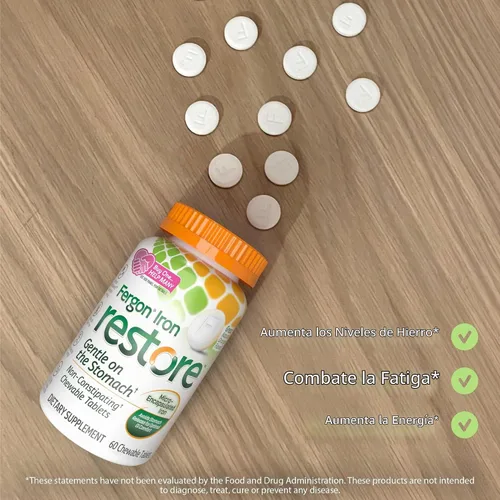 Vista 7 de Fergon Iron Restore - Tabletas masticables - Suave con el estómago, 27 mg
