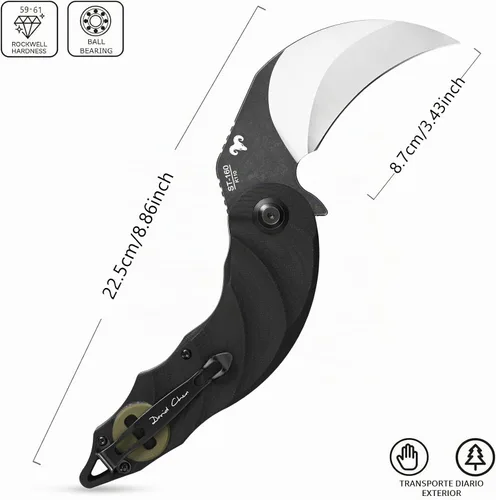 Vista 2 de Sitivien ST160 - Cuchillo plegable de bolsillo, hoja de acero K110 con mango G10, cuchillo de herramientas EDC para acampar al aire libre, Verde