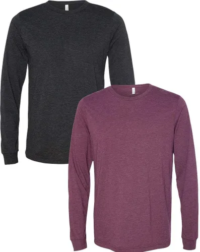 Vista 34 de Canvas Filmore 3501 - Camiseta de 4.2 onzas para hombre manga larga (1) Ceniza + (1) Jaspeado atlético