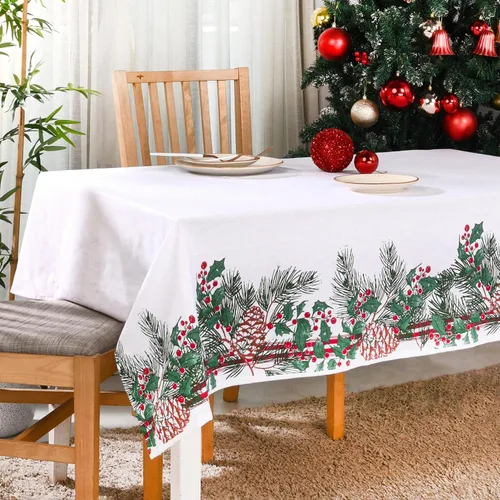 Vista 10 de Folkulture Mantel o manteles para mesas cuadradas de 60 x 60 pulgadas, mantel bohemio 100% algodón para mesa de granja, decoraciones de mesa azules
