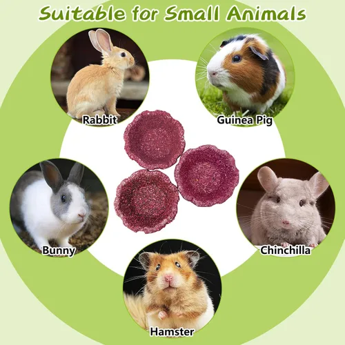 Vista 7 de Paquete de 6 juguetes masticables de conejo para dientes, juguetes Timothy - Cuenco comestible para masticar heno, golosinas molares para conejo