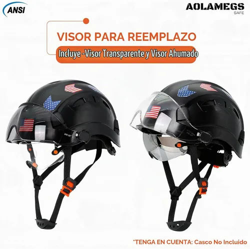 Vista 5 de Anteojos de seguridad ANSI Z87, accesorios de visera de casco duro de construcción OSHA, protector de ojos transparente y tintado integrado