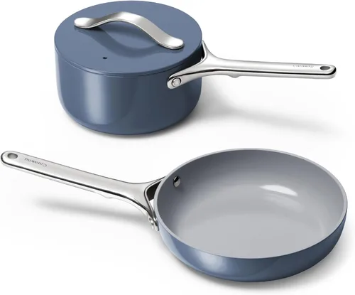 Vista 10 de Juego Mini de Utensilios de Cocina Caraway - Sartén Antiadherente de Cerámica (1.05 qt, 8") Cacerola (1.75 qt) y Estante de Almacenamiento - No
