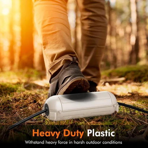 Vista 5 de RESTMO Paquete de 2 fundas compactas para cable de extensión para exteriores, caja impermeable IP44 y funda de seguridad, ideal para proteger