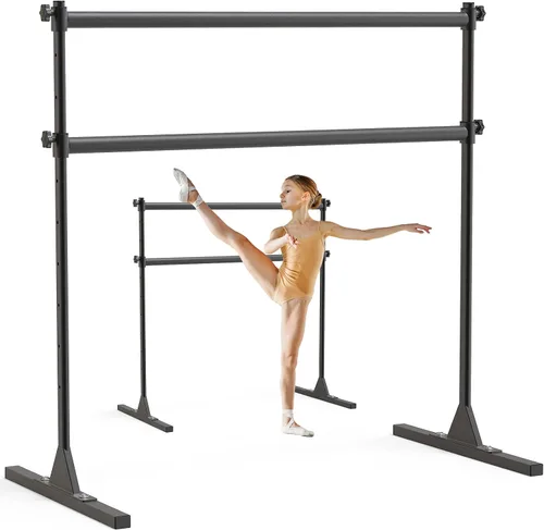 Vista 8 de SELEWARE Barra de ballet independiente de altura ajustable, barra de ballet resistente, barra de baile, soporte movimientos de barra, estiramiento