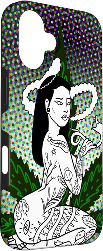 Vista 3 de iPhone 16 Weed Smoking Babe Marihuana Cannabis Smoke Stoner 420 Estuche de regalo