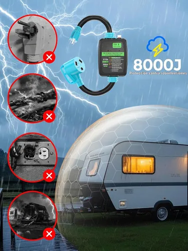 Vista 5 de CircleCord Cable adaptador protector contra sobretensiones RV de 30 amperios a 15 A, 110 voltios