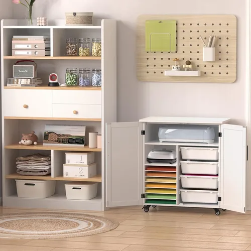 Vista 4 de GDLF Carrito de Manualidades Compatible con Máquina Cricut Mesa para Cricut con Gabinete de Almacenamiento Carrito Rodante con Cajones Diseñado
