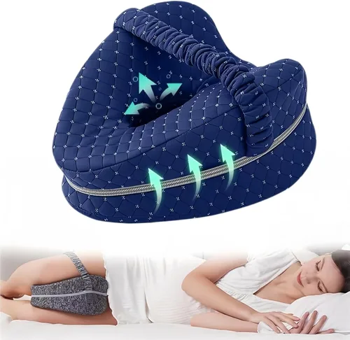 Vista 11 de Almohada de rodilla para dormir de lado, 10 x 9 x 5.12 pulgadas, almohada de alineación de cadera con correa ajustable, almohada de apoyo de rodilla