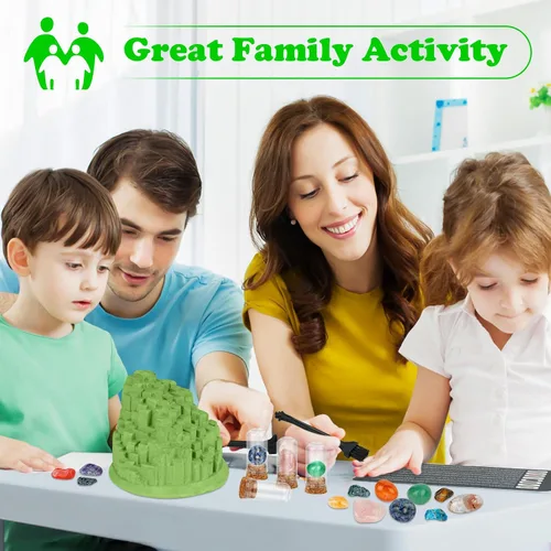 Vista 3 de Kit de excavación de piedras preciosas (forma única), gran kit de ciencia STEM para niños, excava tus propias 12 piedras preciosas reales, juguetes