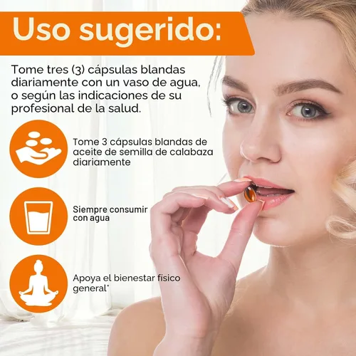 Vista 8 de Aceite de Semilla de Calabaza con Saw Palmetto, 1000mg por Porción, 300 Cápsulas Blandas – Cápsulas de Aceite de Semilla de Calabaza Prensado