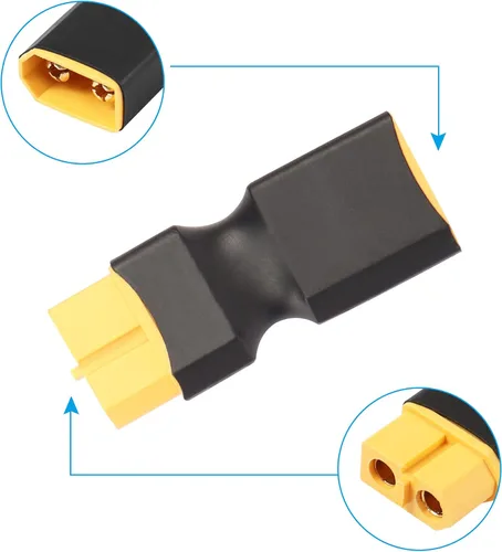 Vista 2 de XT60 macho a hembra conector sin adaptador de cable, adaptador de conector XT60 para RC FPV coche avión drone LiPo batería etc XT60 conversión