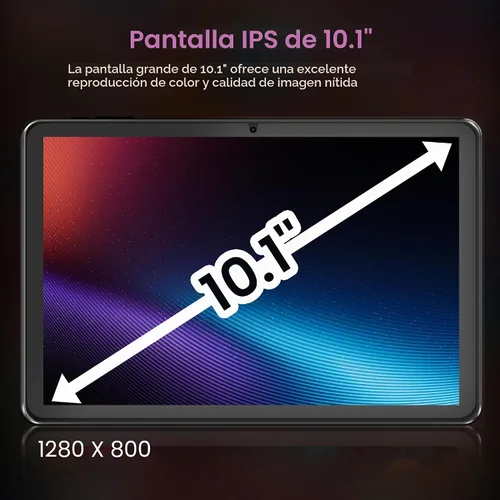 Vista 3 de Tablet Android, 10.1 pulgadas Android 15 Tablets 18 (6+12) GB RAM 128GB ROM, 1280x800 Incell HD pantalla táctil, batería de 6000mAh, Bluetooth