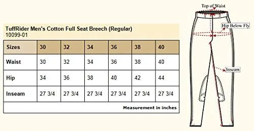 Vista 3 de TuffRider Pantalón de asiento completo de algodón regular para hombre