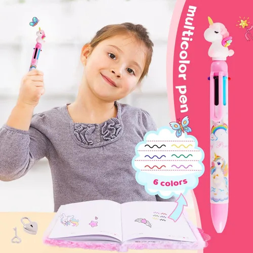 Vista 4 de Axolotl Diario para Niñas con cerradura y llaves, Diario de Niños Cuaderno Escolar de Viaje Juego de Regalo para Escribir y Dibujar, Bolígrafo