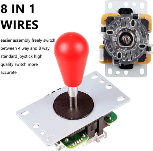 Vista 3 de Avisiri 1 jugador Arcade Botones Joystick DIY Kit Piezas Incluyen 1 x Elipse Balltop Handle Stick 10x LED Arcade Button 1x USB Encoder Controller