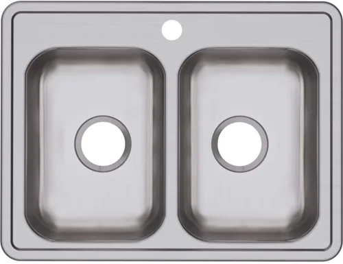 Vista 26 de Dayton D233221 Equal - Fregadero de acero inoxidable con doble tazón, 33 x 22 x 6.5 pulgadas