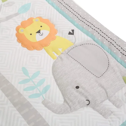 Vista 3 de Brandream Juego de ropa de cama para cuna de bebé, juego de edredón de 3 piezas con estampado de elefante, mono y jirafa