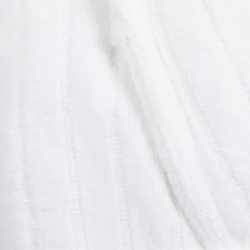 Vista 5 de ForPro - Bata de baño de terciopelo de lujo, 100% algodón, bata de baño de terciopelo ultra afelpado con rayas tejidas texturizadas, blanco, grande