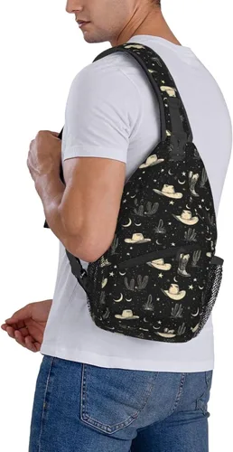 Vista 6 de Small Crossbody Bags for Women Men - Vintage Western Cowboy 1 Print Adjustable Shoulder Bag Fanny Packs Belt Sling Bag Crossbody Purses Backpack for