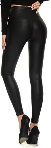 Vista 2 de HARTPOR Leggings de piel sintética para mujer, leggings de piel sintética con revestimiento de piel, elásticos, de cintura alta, pantalones de yoga