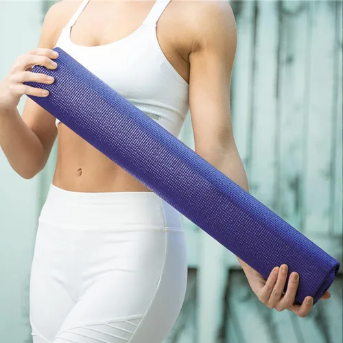Vista 7 de Paquete de 10 esterillas de yoga clásicas con correa de transporte, tapete de ejercicio antideslizante de 68 x 24 pulgadas, tapete de fitness