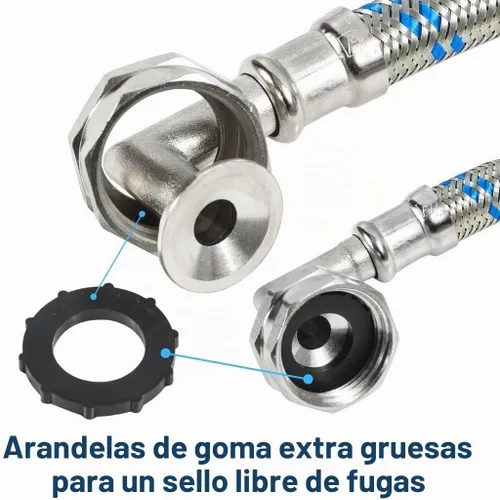 Vista 4 de Mangueras de lavadora (4 pies) – Codo de 90° – Conexiones OCTAGON para un ajuste seguro – Ajuste universal para todas las lavadoras – (2 unidades)