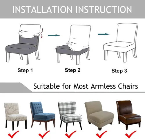 Vista 7 de UCCONO Fundas para sillas decorativas sin brazos, pantuflas de terciopelo grueso para sillas grandes de hotel, protector de muebles extraíble