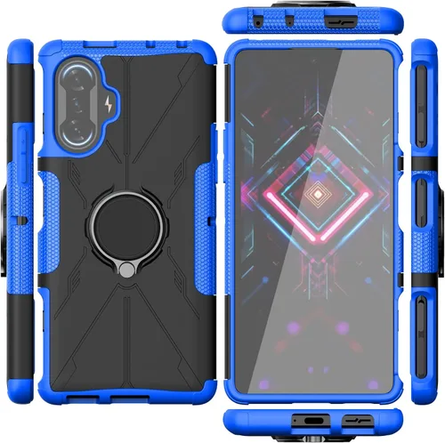 Vista 2 de Funda compatible con Xiaomi Poco F3 GT, compatible con Redmi K40 Gaming Case Stand 2 en 1 Funda para teléfono azul