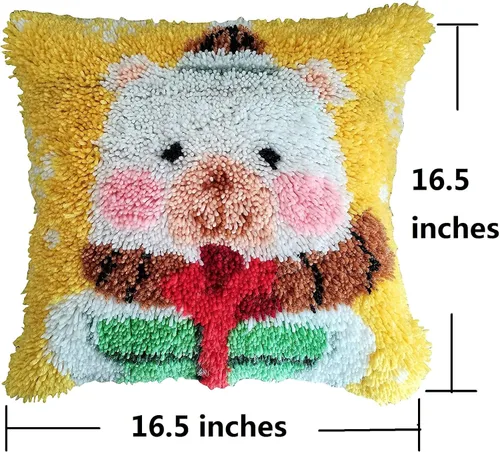 Vista 2 de Beyond Your Thoughts BZ1102 - Juego de ganchos de pestillo de Navidad, funda de almohada de oso lindo patrón impreso de ganchillo para niños