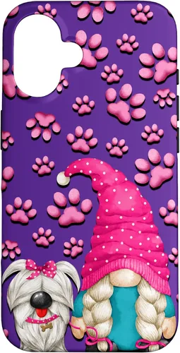Vista 31 de iPhone 11 - Cosas de gnomo púrpura para mujer, patrón de pata rosa para perro, mamá