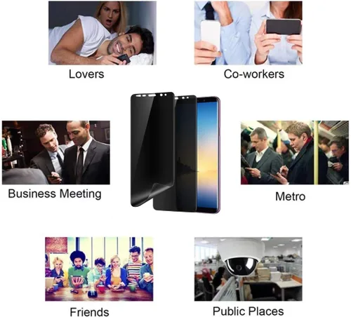 Vista 4 de Protector de pantalla de privacidad para Galaxy Note 8, película flexible autoreparable con cobertura adhesiva completa, compatible con fundas