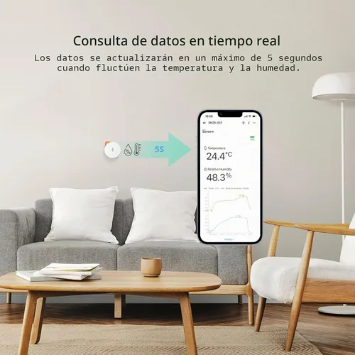 Vista 5 de SONOFF SNZB-02P Zigbee - Sensor de temperatura y humedad, Termómetro higrómetro interior con alerta, funciona con Alexa y Google Home para monitoreo